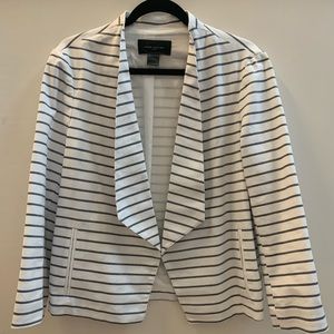Ann Taylor blazer - white w small blue strip